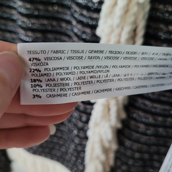 New Twinset Milano Sz M Jacquard Luxury Designer Cardigan Sweater Jacket Fringe - Picture 11 of 12